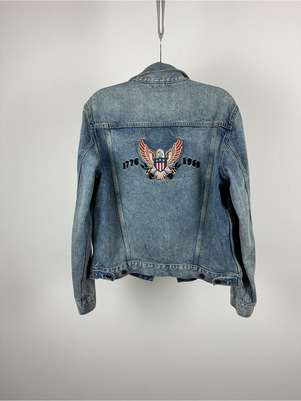 GAP Light Blue Denim Jacket with Embroidered Eagle Back